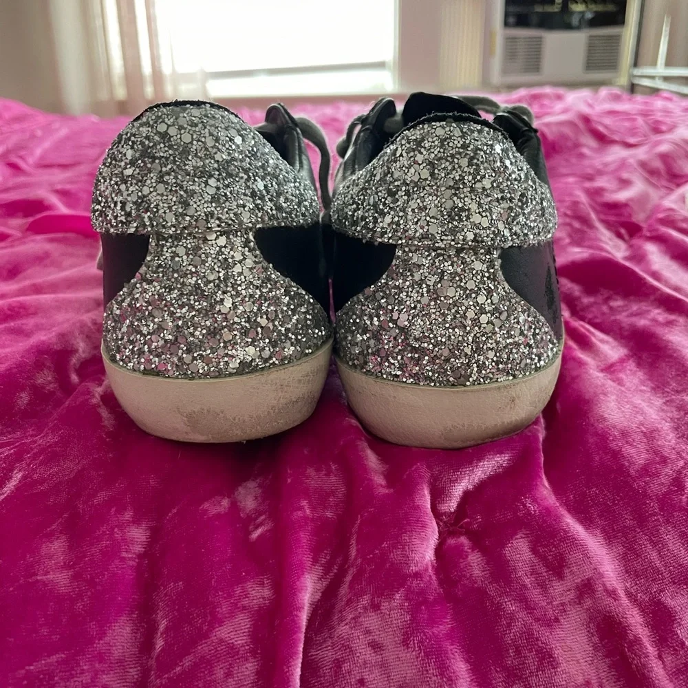 Golden Goose Superstar Leather Black & Glitter Low-Top Sneakers - Picture 5 of 7